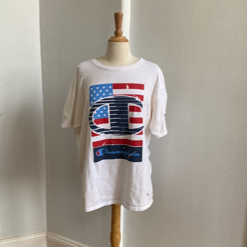 Champion‎ Flag Logo Patriotic T-shirt Size L